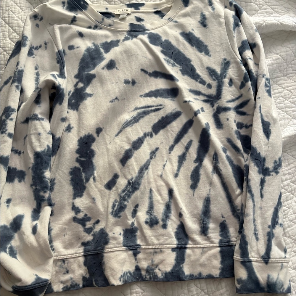 J. Crew Blue and White Tie-Dye Top